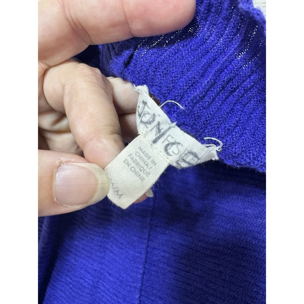 Eileen Fisher Cotton Linen Blend Purple Open Cardigan Sweater 3/4 Sleeves Sz M